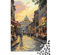 Basílica de San Pedro Calle Italiana Puzzle de 1000 Piezas Papel para Adultos Relajación Decoración Hogar Actividad en Familia Enfoque 38x26cm/1000pcs