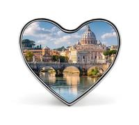 Basílica de San Pedro en Roma, Italia. Broche metálico de 2,5 cm con forma de corazón, ideal para ropa, sombreros, bolsos, accesorios, corbatas y decoración.