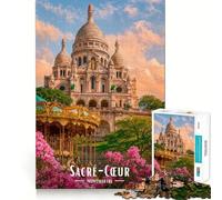 Basílica del Sacré-Cœur, Montmartre, París Rompecabezas difícil para Adultos, 1000 Piezas Juguete Intelectual Tiempo de Ocio Corte de Calidad (50x75cm)