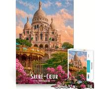 Basílica del Sacré-Cœur, Montmartre, París Rompecabezas para Adultos de 1000 Piezas Refuerza la Memoria Divertido y práctico De Calidad Regalo Elegante (38x26cm)