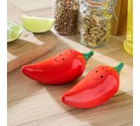 Basilico Juego de 2 saleros y pimenteros, diseño divertido, 2 piezas, ideal para la mesa de la cocina, diseño original que le da un toque llamativo