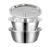 Basin De Acero Inoxidable Con Rallador, Vergüenza Del Colar Con Colero, Cesto De Lavado De Acero Inoxidable | Colador De Queso Para La Preparación