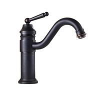 Basin Faucet Full Copper Antique Hot and Cold Water heightened Single-Hole countertop Basin Retro Faucet, Black Low