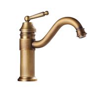 Basin Faucet Full Copper Antique Hot and Cold Water heightened Single-Hole countertop Basin Retro Faucet, Antique Low Model