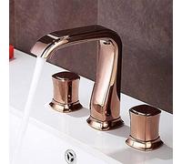 Basin Grifo de Grifo bañador de Lavabo Generalizado Grifo de Rosa Rojo maricón Negro Grifo Grifo Grifo de Tres Orificios de 8 Pulgadas Toque Dorado (Oro Rosa)