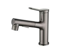 Basin Mixer Tap with extendible Retractable Hot and Cold Water Sink taps Dual Mode Single Handle Pull out Lavatory Basin faucets for Bathroom,Gun Grey