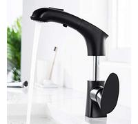 Basin Mixer Tap with Pull out Spray Bathroom Taps Brass Adjustable Up and Down 2 Functions Basin Faucet Hot and Cold 360 Degree Rotation Bathroom Sink Faucet-Chrome