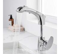 Basin Mixer Tap with Pull out Spray Bathroom Taps Brass Adjustable Up and Down 2 Functions Basin Faucet Hot and Cold 360 Degree Rotation Bathroom Sink Faucet-Chrome