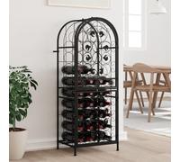 Basinlix Botellero para 41 botellas, color negro, de hierro forjado, 45 x 36 x 120 cm, con soporte de pared, se puede cerrar para cocina, sótano, bar, almacenamiento y almacenamiento elegante