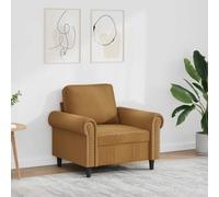 Basinlix Cómodo sillón de terciopelo marrón con asiento de 60 cm de ancho, construcción de metal estable, diseño elegante, ideal para relajarse, leer o ver la televisión en el salón o en la habitación