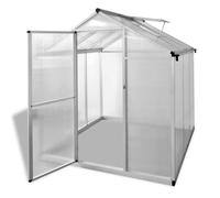Basinlix Invernadero de aluminio con láminas de policarbonato de 3,46 m² de superficie, volumen de 6,7 m³, ventilación con claraboya, puerta y estante para cultivo de plantas, tomate, pepino, lechuga