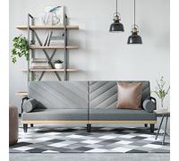 Basinlix Sofá cama con reposabrazos de tela gris claro, cómodo mueble tapizado con respaldo ajustable, ideal para habitaciones de invitados, sala de estar u oficina, ofrece asientos cómodos y espacio