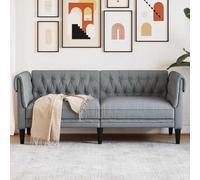 Basinlix Sofá Chesterfield de 2 plazas, color gris claro, tapizado, de tela, con reposabrazos y respaldo, diseño duradero, 182,5 x 74,5 x 74,5 cm, ideal para sentarse, leer, ver la televisión