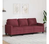 Basinlix Sofá de 3 plazas, color rojo vino, 180 cm, tapizado de tela, sofá con reposabrazos y respaldo para relajarse, leer, ver la televisión, banco, paisajes residenciales