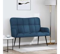 Basinlix Sofá de dos plazas de tela azul con marco de metal 115 x 61 x 87 cm, cómodo banco con reposabrazos y respaldo para salón, oficina, habitación de invitados, muebles tapizados modernos para