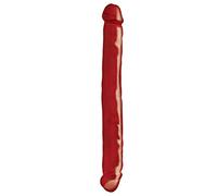Basix Rubber Works Double Dong Rojo Dildo Doble Penetración - 454 gr