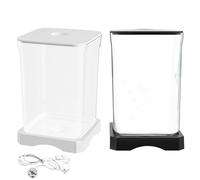 BASK FISH | Pequeños tanques de peces acuarios acrílicos con iluminación LED - decoración de escritorio transparente, paisaje de agua con orificio para la alimentación para oficinas en el hogar