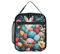 Basket And Easter Eggs Lunch Bag for Adults - Reusable Insulated Lunchbox, Leakproof Small Lunch Box Tote for Men & Women, Portable Food Cooler Bag for Work, Office, Picnics