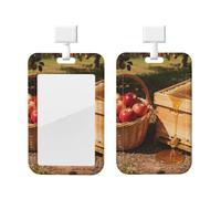 Basket Beehive - Soporte para tarjetas de identificación con cordón, protector vertical para tarjetas, carcasa rígida de ABS transparente, carrete retráctil para trabajo y oficina