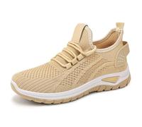 Basket De Marche Femme Cómodo, Basket de Running Femme con Amorti, Chaussures Orthopédiques Femme Confort, Sneakers Ligeras Y de Malla, Suela Flexible Antideslizante, Correr, Fitness, beige, 39 EU