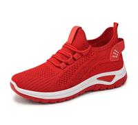 Basket De Marche Femme Cómodo, Basket de Running Femme con Amorti, Chaussures Orthopédiques Femme Confort, Sneakers Ligeras Y de Malla, Suela Flexible Antideslizante, Correr, Fitness, rojo, 39 EU