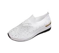Basket De Ville Femme Chic Confort - Zapatillas Mujer Cuñas Zapato Imitation Diamants Zapatos Tendencia Shoes Juvenesse Sneaker Casual Zapato Slip-Ins-Grand Entry Shoe, blanco, 38 EU