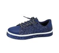 Basket Femme Plate de Cuir Metallic Brillante Baskets et Chaussures de Sport Femme Mode à Lentejuelas Chaussures de marche Casual Chaussures Confort de Running Ete Legere Sneakers Cómodo, 01 azul
