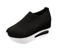 Basket Orthopedic Femme Tennis Femme Cómodo Basquette Femmes Basket Femme Fitness Gym Jogging Ligero Chaussures de Tennis Slip on Compenses Baskets Antideslizantes Chaussures Orthopédiques, D le Negro