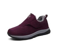 Basket Running Homme Femme Forré Invierno, Chaussures de Marche Seniors, Baskets avec fourré sans lacets à pate, Sneakers Sport de Gran Tamaño, Suela Crantée - Senderismo, Paseo, Diario, Ocio, 01 rojo