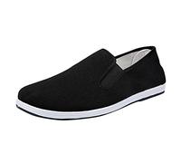 Basket toile homme d'été chaussures Textile sans Lacet homme marche léger chaussures planes Orthopédic à Poner, Planes Flexible Antideslizante, Chaussures De Caminar Ligero Cómodo Ville, Negro , 42