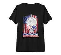 Basketball American Flag Skull Sunglass Patriotic 4th July Camiseta Premium