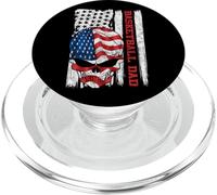 Basketball Dad American Flag Skull Patriotic 4th of July PopSockets PopGrip para MagSafe