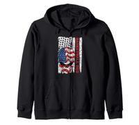Basketball Dad American Flag Skull Patriotic 4th of July Sudadera con Capucha