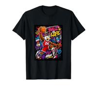 Basketball Geeks Slam Dunk Player Streetwear Graffiti Art Camiseta gráfica económica, Hombre, Negro, XL