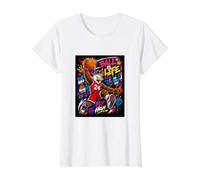 Basketball Geeks Slam Dunk Player Streetwear Graffiti Art Camiseta gráfica económica, Mujer, Blanco, XL