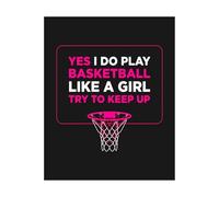 Basketball Gifts for Girls: Funny Inspirational Quote Poster, Wall Art for Her Bedroom, Playroom, Sports Decor for Young Female Players(Unframed,08x12inch(20x30cm))