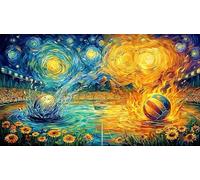 Basketball-Going-Through-Hoop-in-Artistic-Style Puzzle Familiar 1000 Piezas Papel Reciclado Desafiante y Divertido para Adultos 38x52/1000pcs