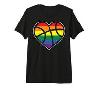 Basketball Heart Sport LGBTQ Rainbow Flag Gay Pride Ally Camiseta Premium