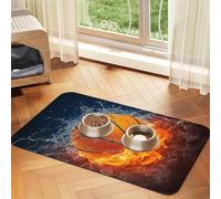 Basketball In Water and Fire,Waterproof Pet Feeding Mat,PU Leather Placemats for Cat Dog Water Bowl,Food Mats,30x45cm