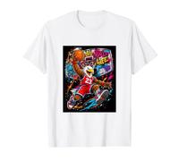 Basketball Is Life, Basketball Mascot Dunk Graffiti Graphic Camiseta gráfica económica, Hombre, Blanco, L
