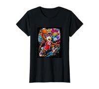 Basketball Is Life, Basketball Mascot Dunk Graffiti Graphic Camiseta gráfica económica, Mujer, Negro, L