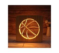 Basketball Led Night Light Solid Wood Low Energy Used Button Switch Soft Warm Light Creative Friends Gift Bedroom Home Decoration