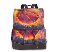 Basketball on fire - Mochila de viaje para mujer, mochila casual, mochila de cuero estampada para mujer para el trabajo