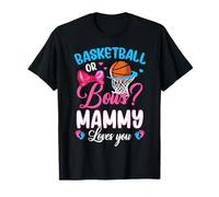 Basketball or Bows Mammy Loves You Gender Reveal Pink Blue Camiseta