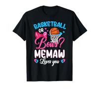 Basketball or Bows Memaw Loves You Gender Reveal Pink Blue Camiseta