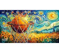 Basketball-Slam-Dunk-with-Color-Splash 1000 Piezas Puzzle de Papel Reciclado Juego Educativo relajación para Adultos y niños de 12 años y más 38x26/1000pcs