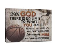 Basketball Sports Wall Art - Motivational Quote Decor with Faith Inspiration, for Gym, Boys Room, Playroom & Sports Bar Corner Decor(Framed,12x18inch(30x45cm))