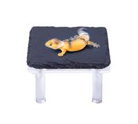 Basking Rock, Reptile, Terrarium Decor,3.94x3.94x2.36in, Natural Look Cave with Acrylic Bracket, Enclosure Accessory for Bearded Dragon Gecko Lizard Snake Tortoise Chameleon Habitat Setup
