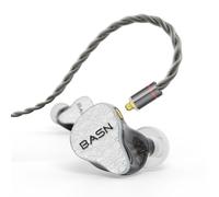 BASN Bmaster5 - Audífonos intraurales con 5 Conductores con Graves potentes, Aislamiento de Ruido, Auriculares IEM con Cable OFC Desmontable MMCX Plateado para músicos (Blanco Glaciar, MMCX)