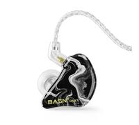 BASN MMCX Monitores intrauditivos triples bajos ricos, auriculares HiFi estéreo IEM cables extraíbles mejorados para audiófilos músicos (porcelana negra)